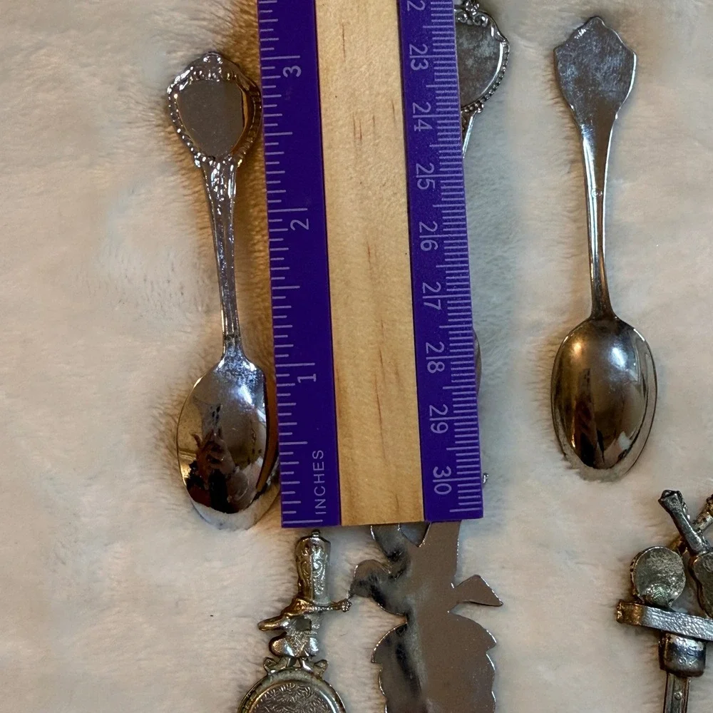 Vintage Souvenir Collector Spoon Lot 9pc Florida Nashville Kansas Oklahoma DC